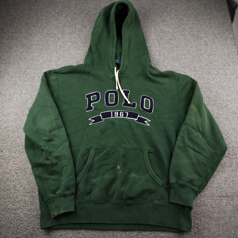 Polo Ralph Lauren Hoodie Mens XL 1967 Graphic Green Pullover Baggy Skater